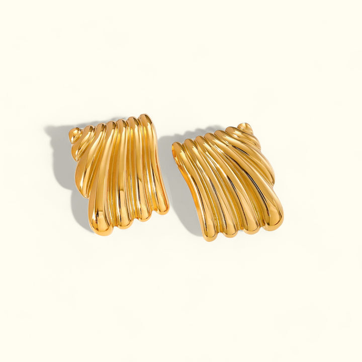 Ripple Wave Gold Earrings