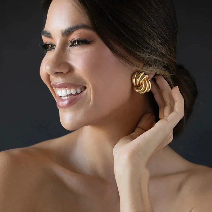 Solaris Swirl Gold Earrings