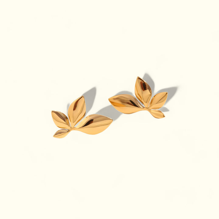 Serene Leaf Gold Earrings